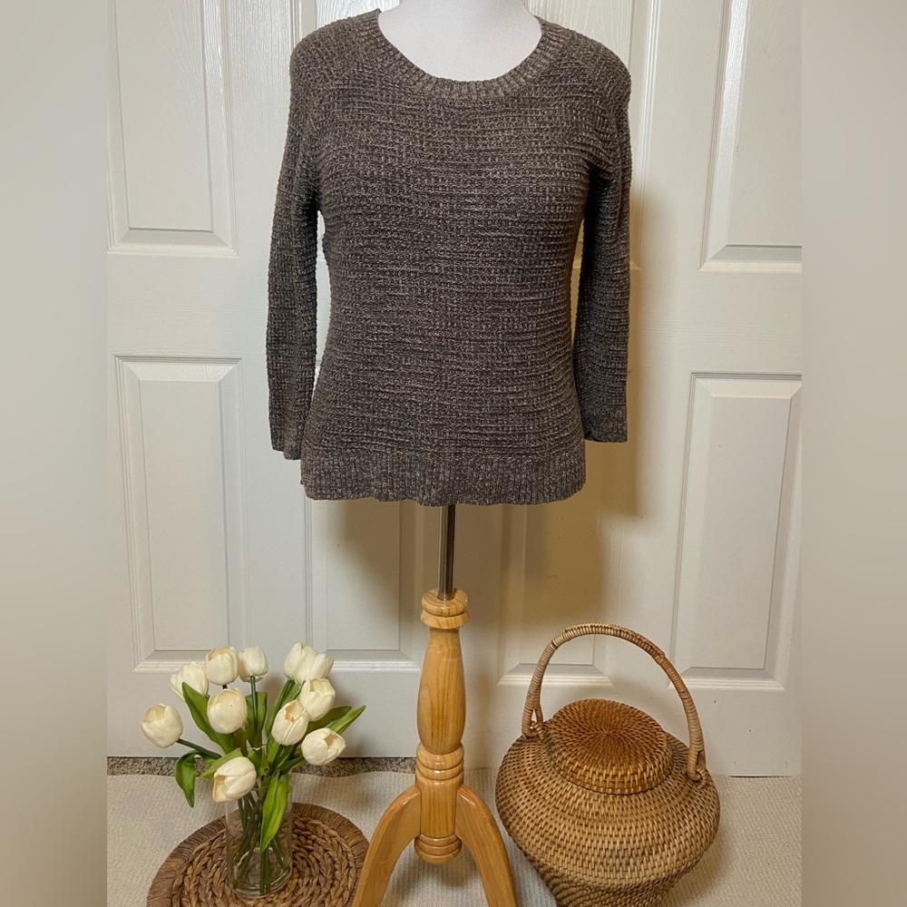 Banana Republic Women’s Textured Knit Sweater Heathered Brown / Taupe